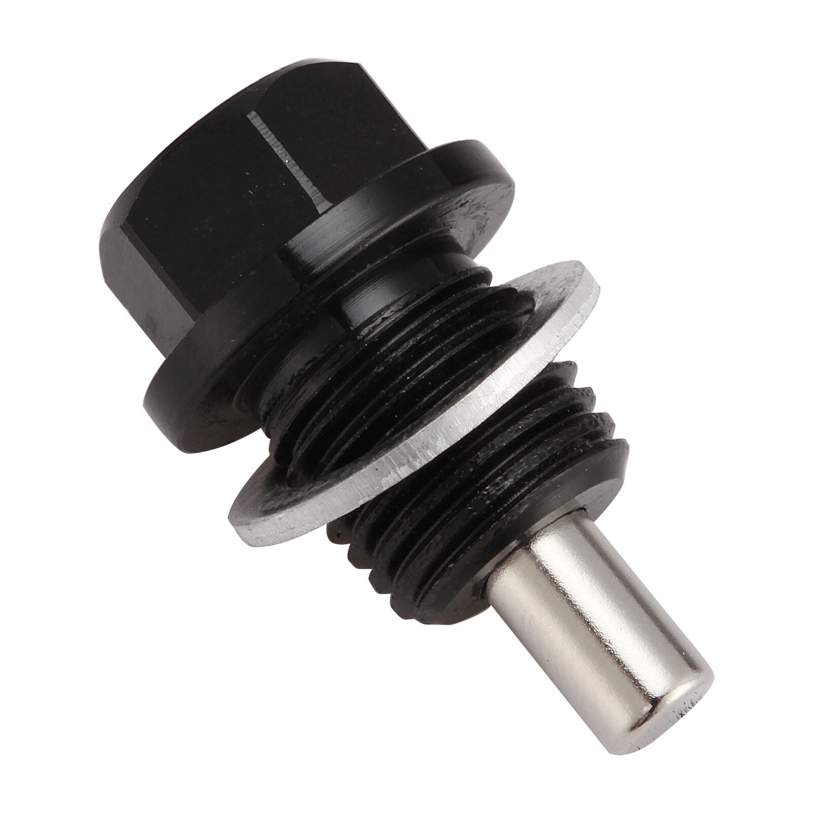 2PC Engine Magnetic Oil Pan Drain Plug Bolt Anodized Crush Washer M14x 1.5 Black
