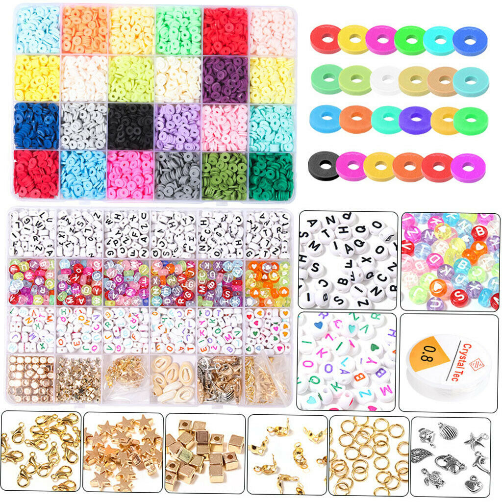5848 Pcs Clay Heishi Beads Disc Beads Kit for Bracelets Necklace Handmade