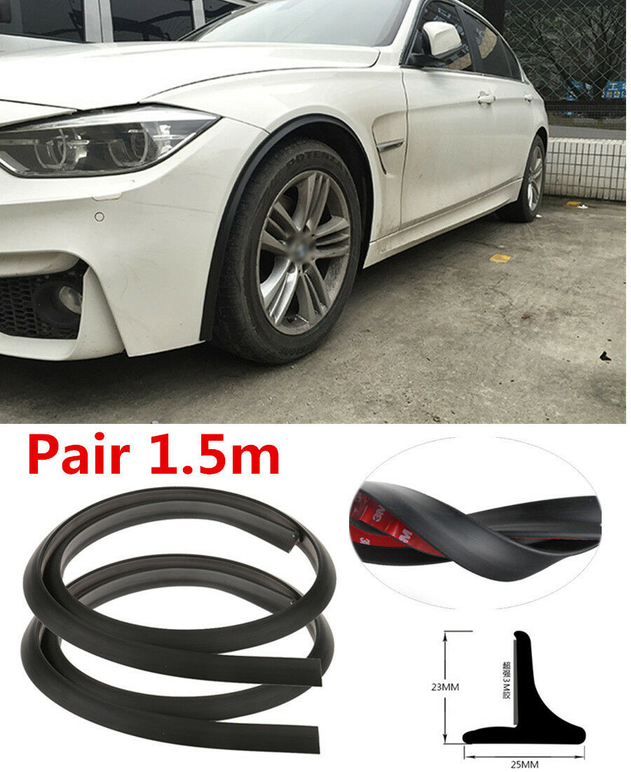 2Pcs Universal Car Fender Flare Wheel Eyebrow Protector Rubber Soft Trim Strips