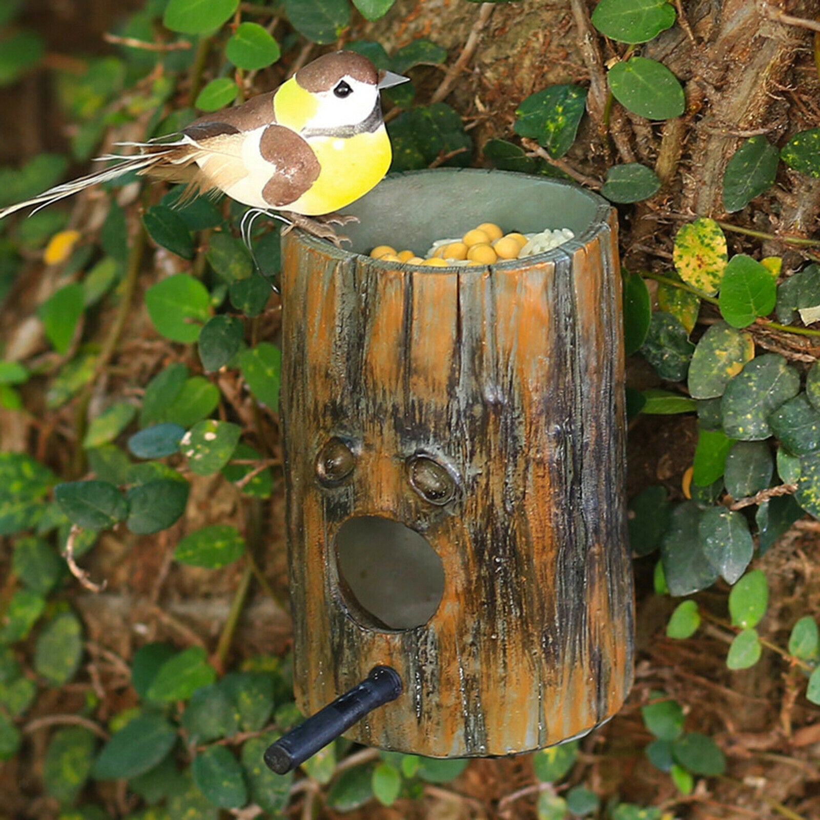 Simulation Wood Hanging Bird Feeder Decorative for Outside Outdoor Patio