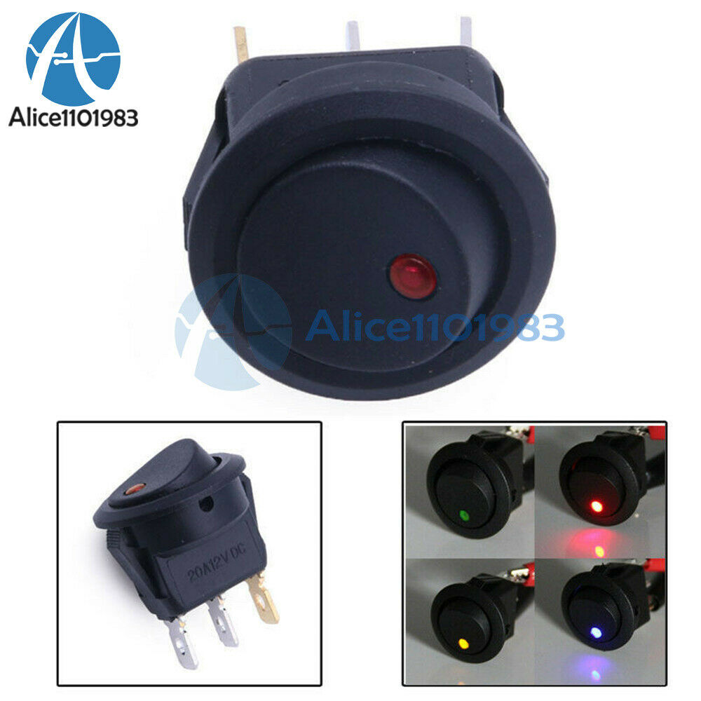 20PCS Car 12V Round Rocker Dot Boat LED Light Toggle Switch SPST ON/OFF Sales