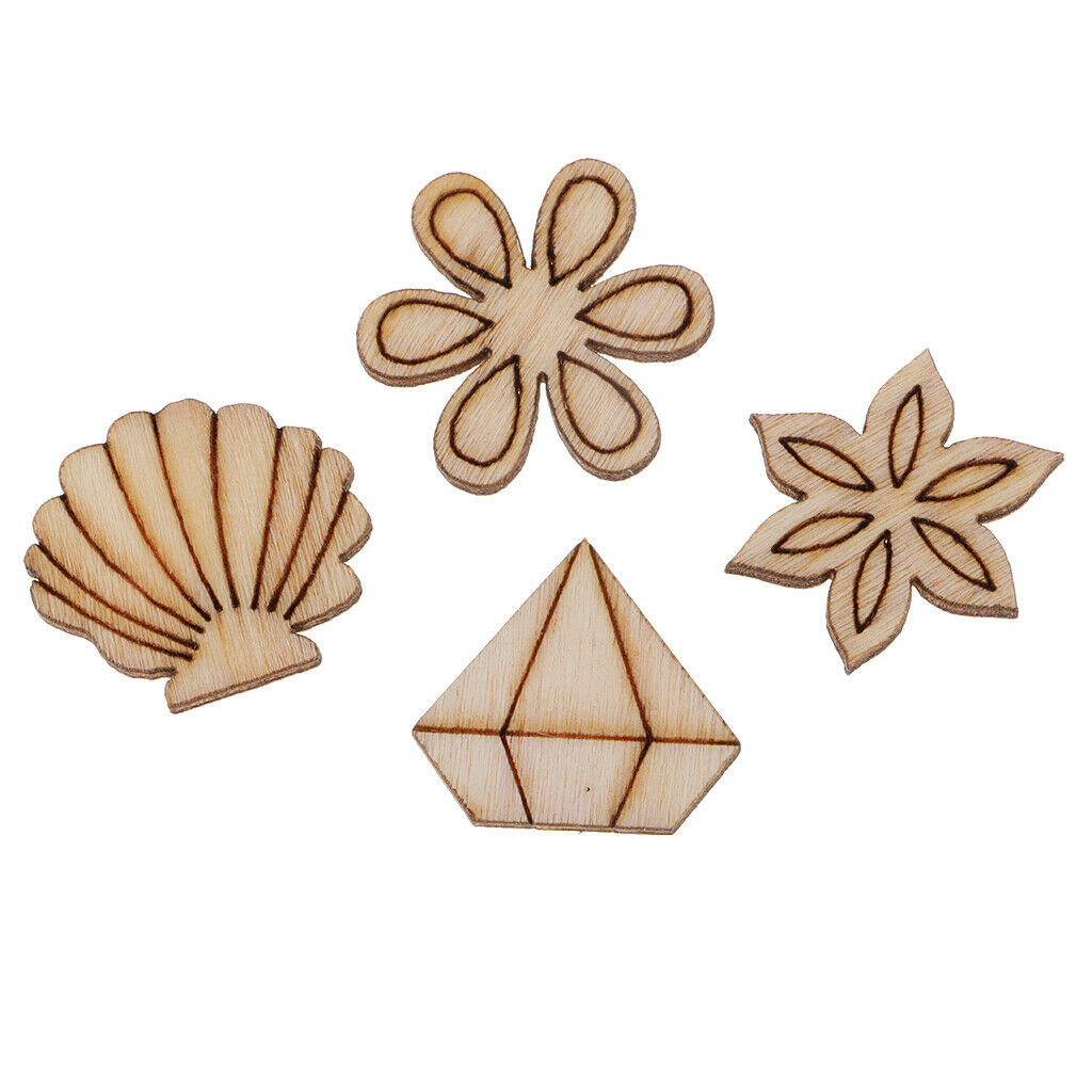 100 pieces flower wood discs wood scrapbooking wood pieces DIY craft