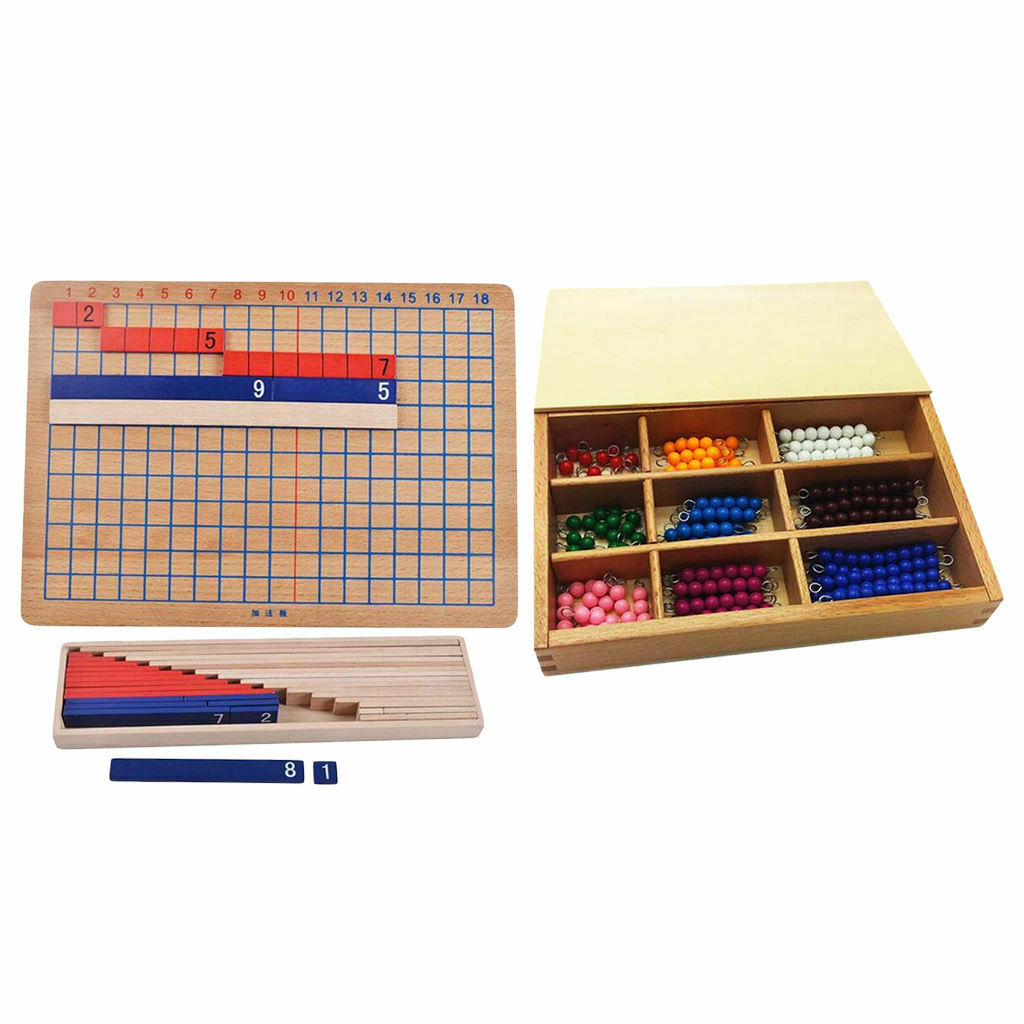 Wood Montessori Educational Math Strip Board with Bead Bars Festival Gift
