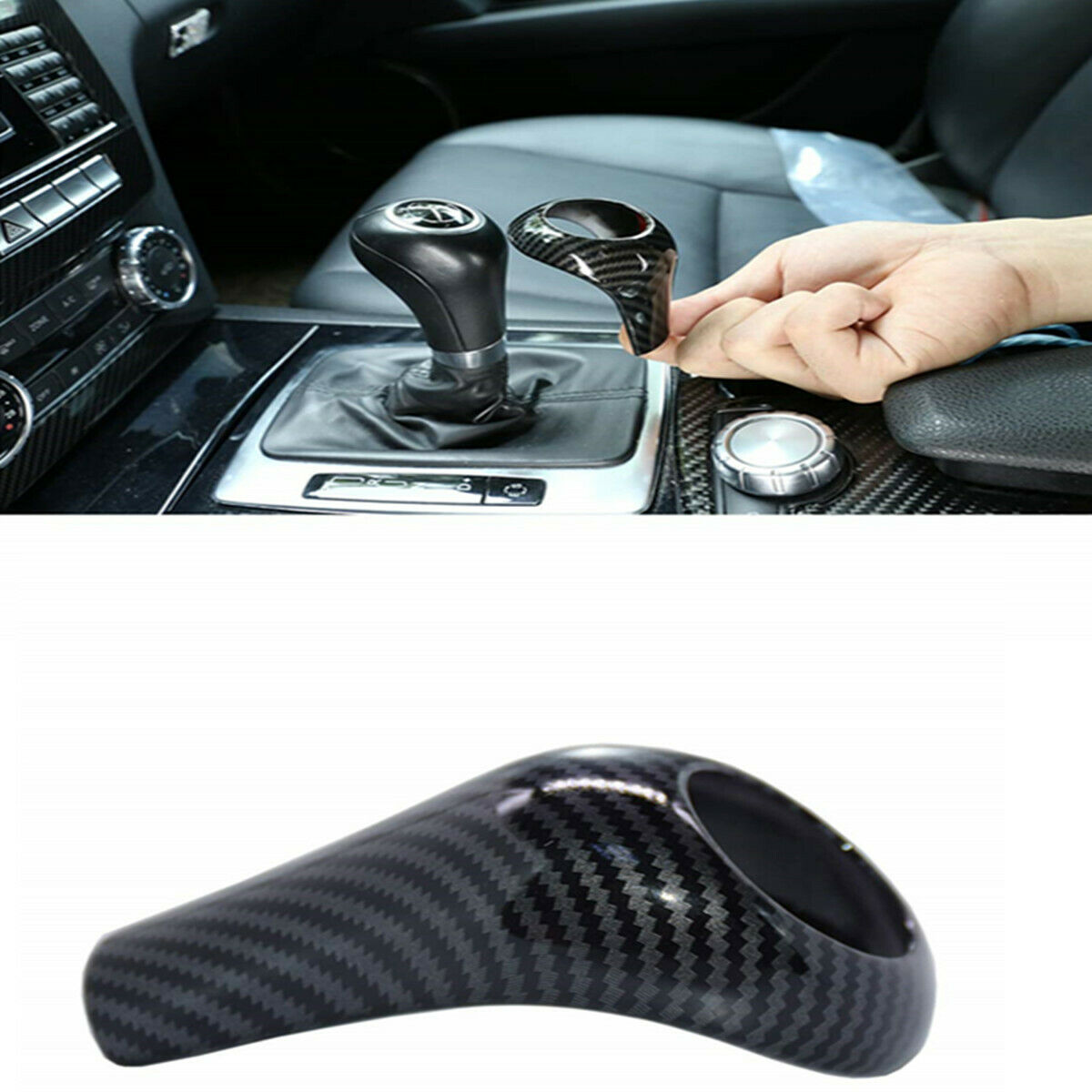 1XCarbon Fiber Gear Knob Shift Trim Cover For Mercedes-Benz W204 GLS C E G Class