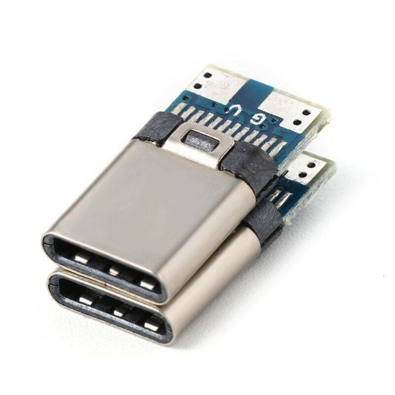 6X USB 3.1 Type-C Male DIY Solder Cable Plugs Connector Socket Attached PC Board