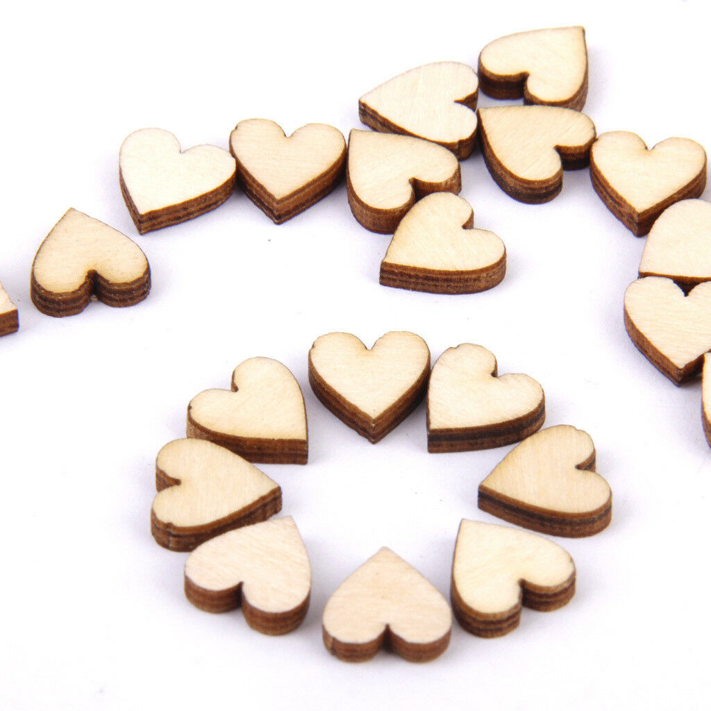 250 Pcs Plain Wooden Love Heart Shapes DIY Art Craft Cardmaking Decoration
