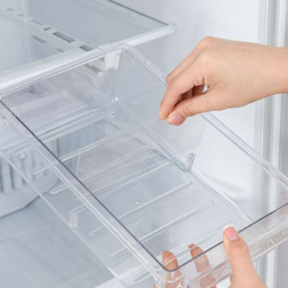 Fridge Organizer Storage Rack Freezer Shelf Pull-out Clear Storage Box Container