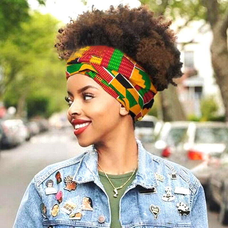 Short Afro Kinky Curly Wrap Wigs for Black Women Puff African Hair Headband Wigs