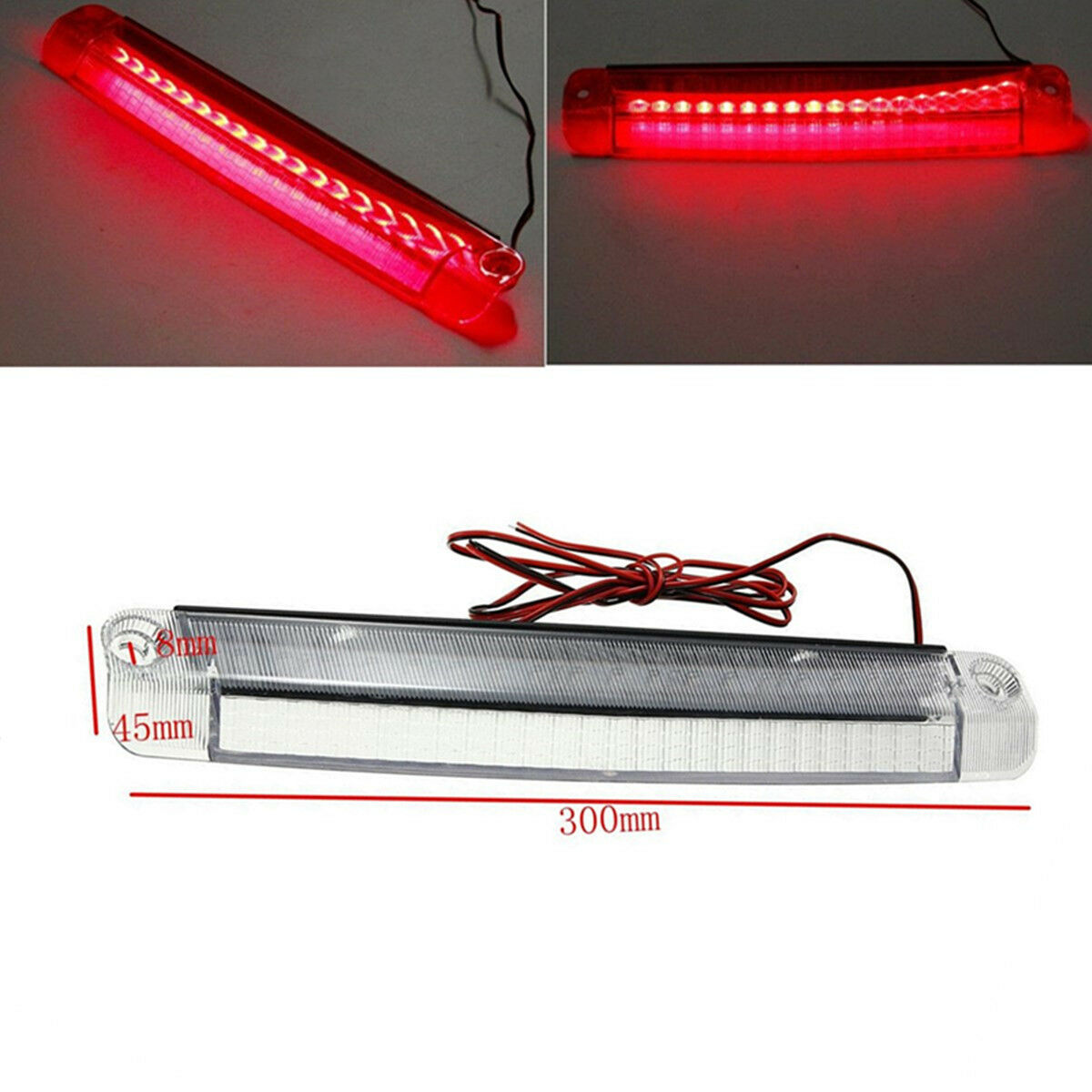 1210 Bulb Type White Shell Red 18 LED Car Tail Third Brake Light 12V 0.13A 5W