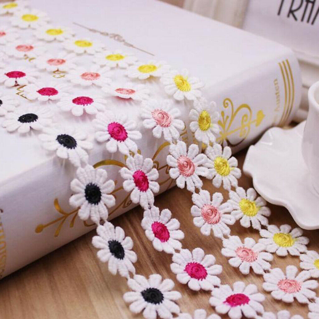 3 yards Daisy Flower   Lace Applique Sewing Trims Trim for Kid Girls Dress