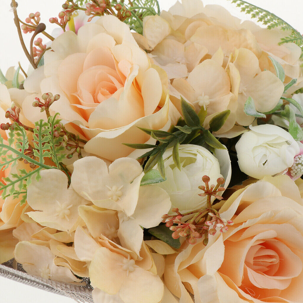 Champagne Rose Bouquet - Wedding Bridal Bouquet Hand Holding Flowers