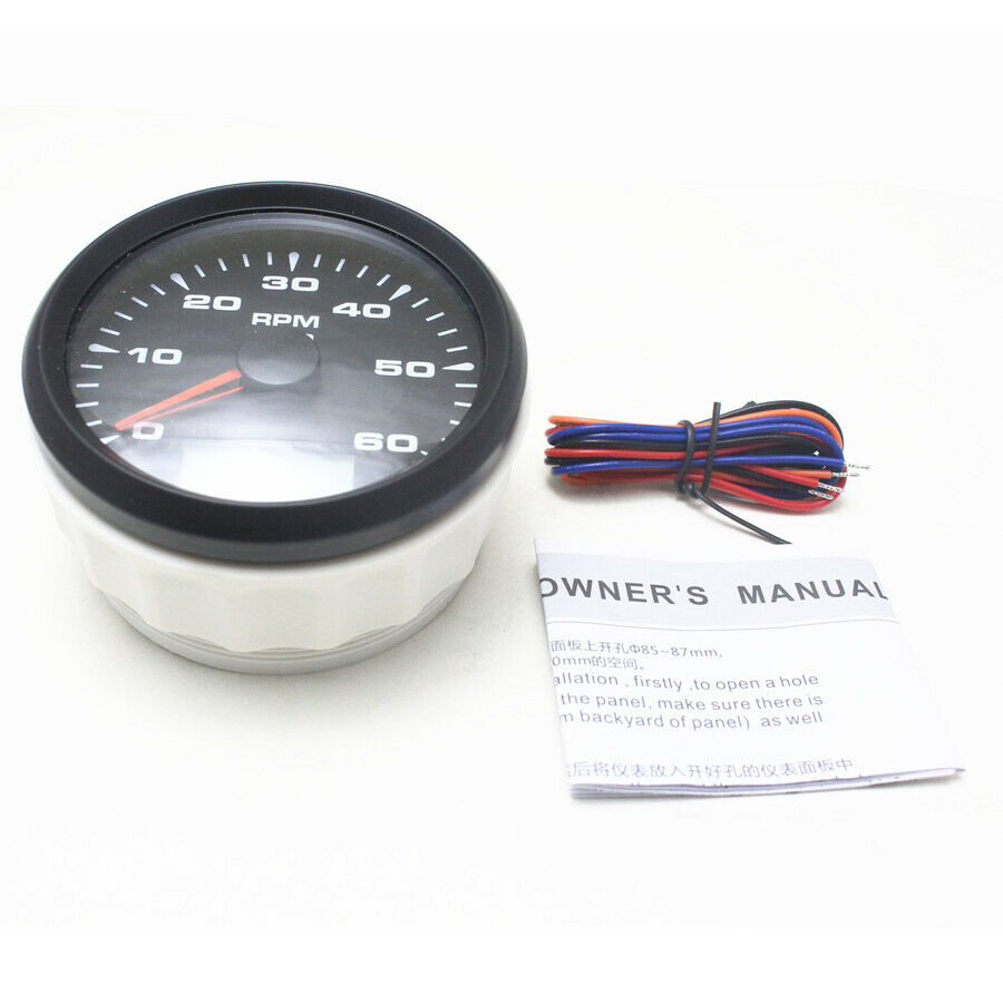 85mm Black Tachometer Car Marine Digital 6000RPM With LED Backlight Hourmeter US