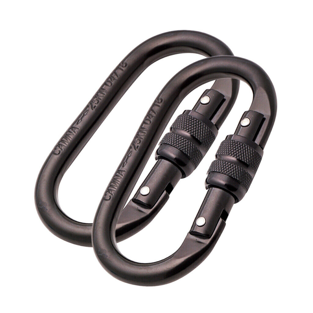 2 Packs Oval Shape 25KN High Strength Screw Locking Carabiner CE Certified