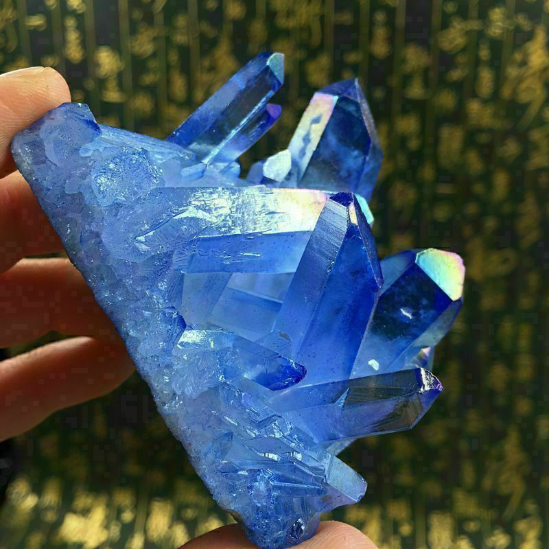 Natural Blue Quartz Crystal Cluster Stone Mineral Healing Specimen Decor Gift
