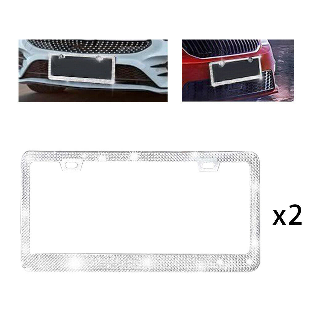 2pc Bling License Plate Frame Luxury Sparkly Car License Frame Birthday Gift