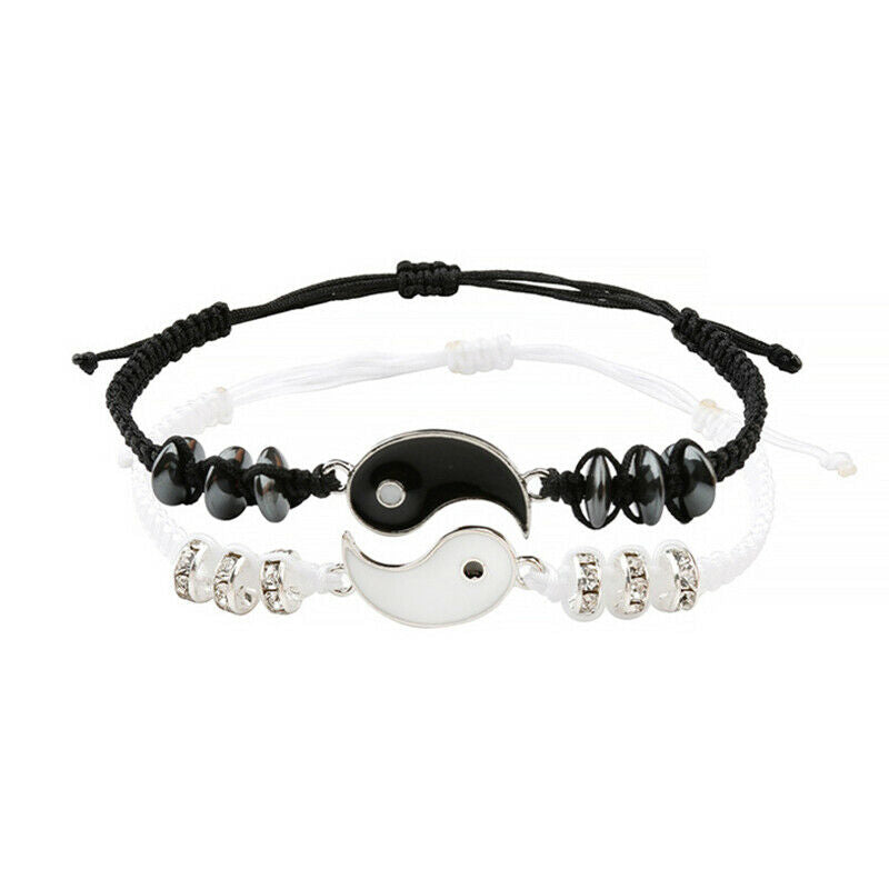2 Yin Yang Adjustable Cord Bracelet Bracelets handmade Braided Bracelets .l8