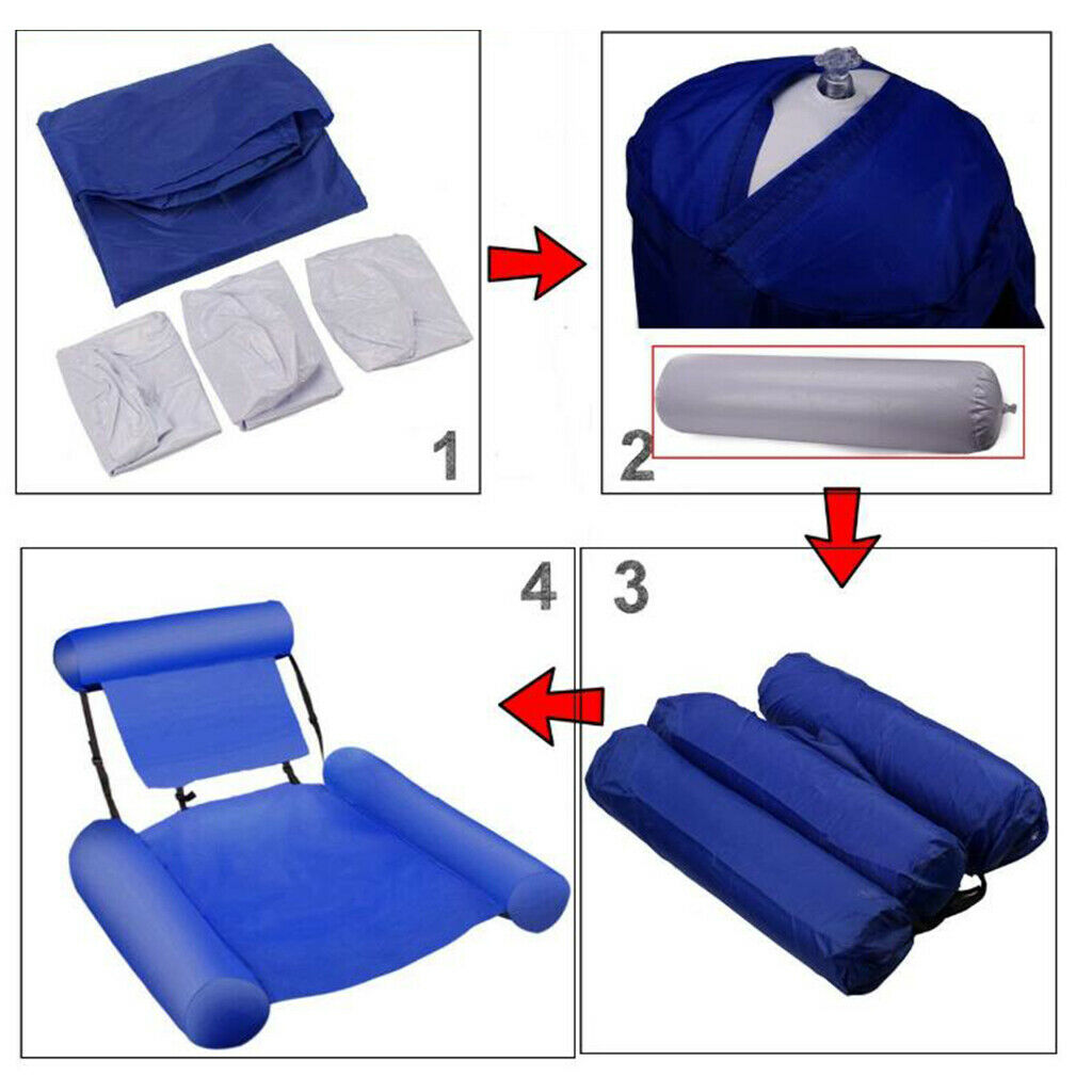2Set Inflatable Floating Bed Float Raft Hammock Lounge Lake Beach Lounge Chairs