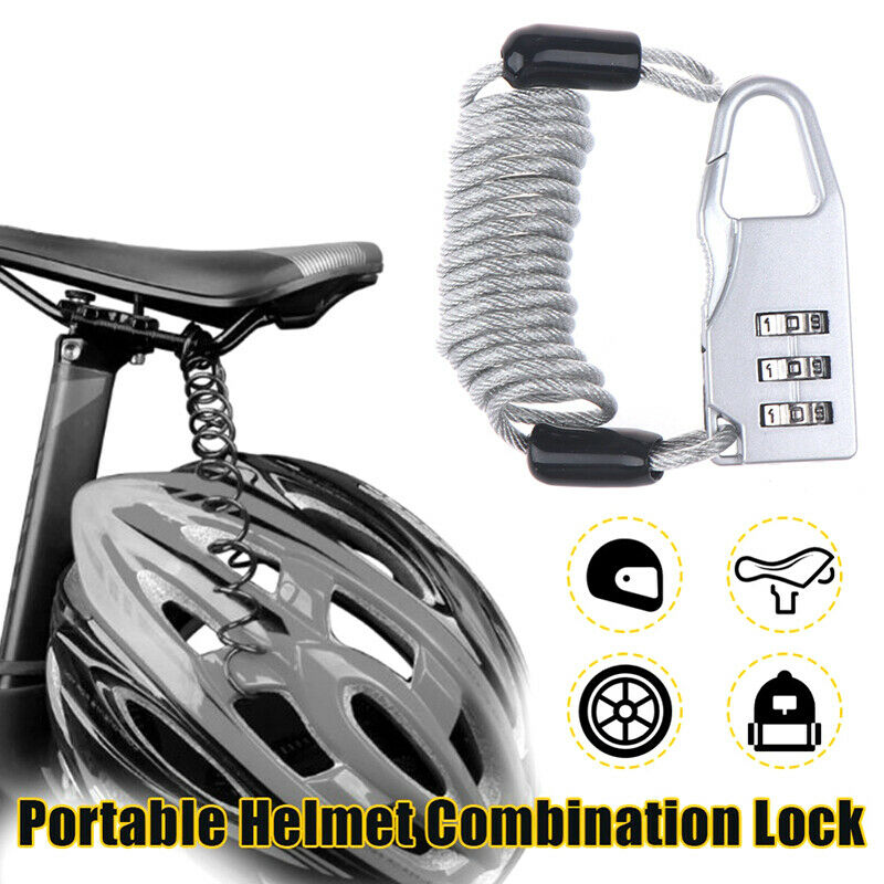 1PC Bicycle Helmet Wire Rope Code Lock Outdoor Mountain Bike Rope Padlo.l8