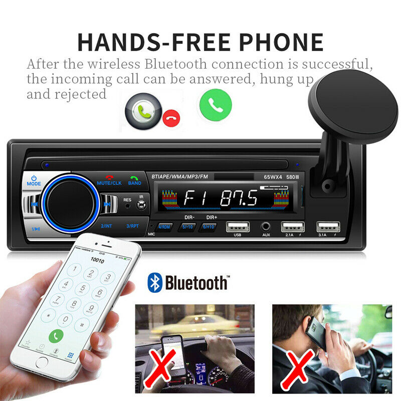 Single Din Car 4 Channel Bluetooth MP3 Music Player Card Radio USB Flash Disk