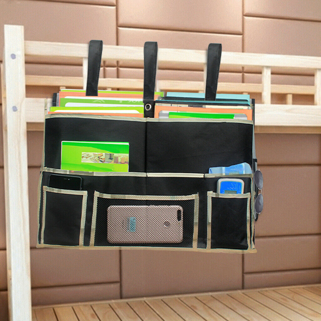 10-Pocket Sofa Storage Bag Bed Organizer Bag Organizer Holder for Books Black