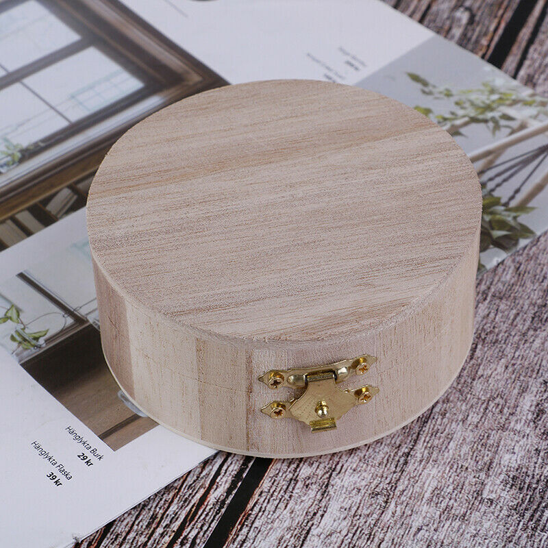 1PC Boutique Gift Wooden Box Jewerly Storage Gift Box Storage Wooden RoundDD