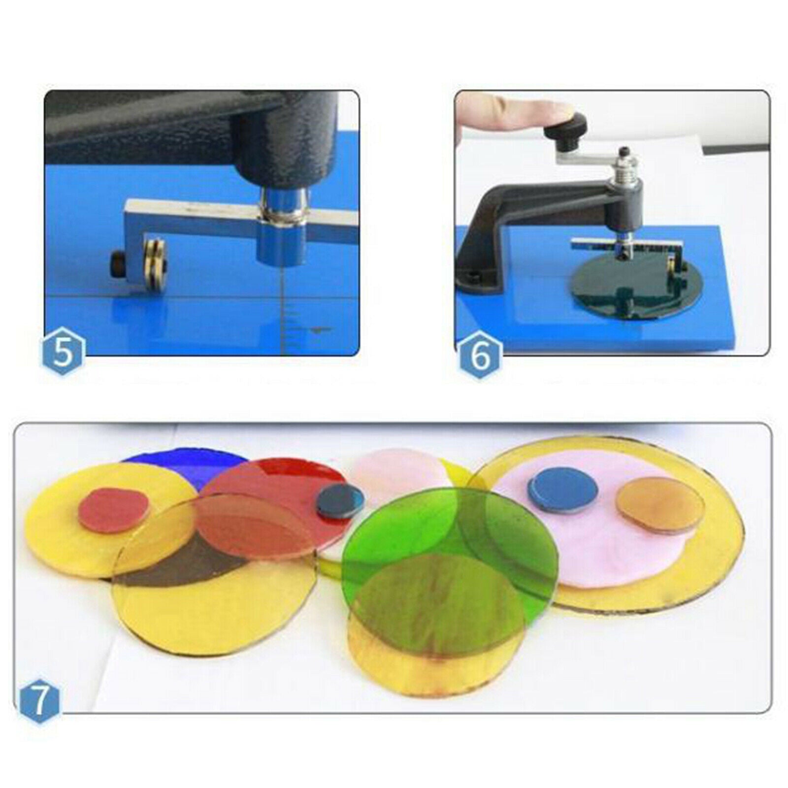 Glass Circle Cutter Three-wheel Stained Glass Tile Cutting Tool for Dia 10-100mm