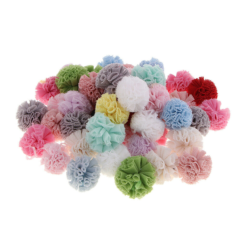 Packs of 50 Multi Color Tulle Pom Poms for Classroom Kindergarten Handmade