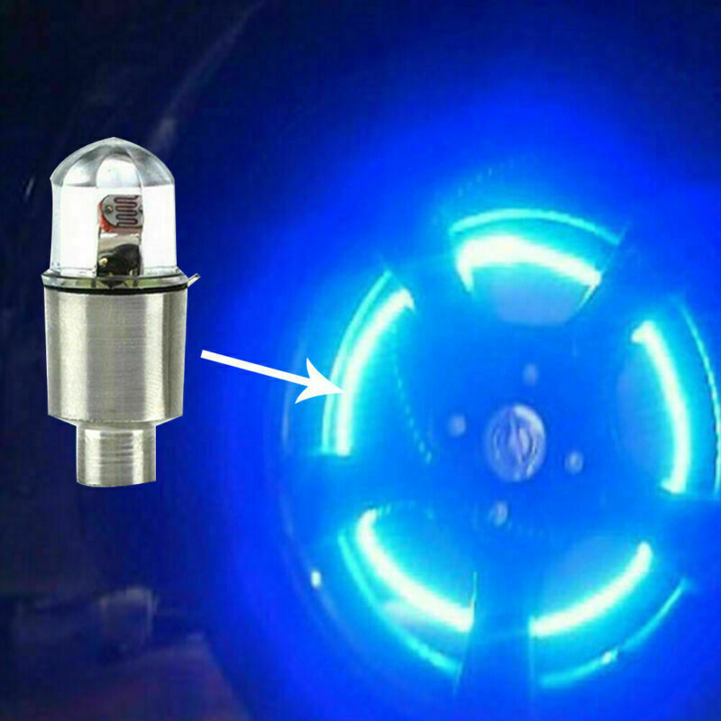 4pcs Car Auto Blue Wheel Tire Tyre Air Valve Stem LED Light Caps Cover Accessory