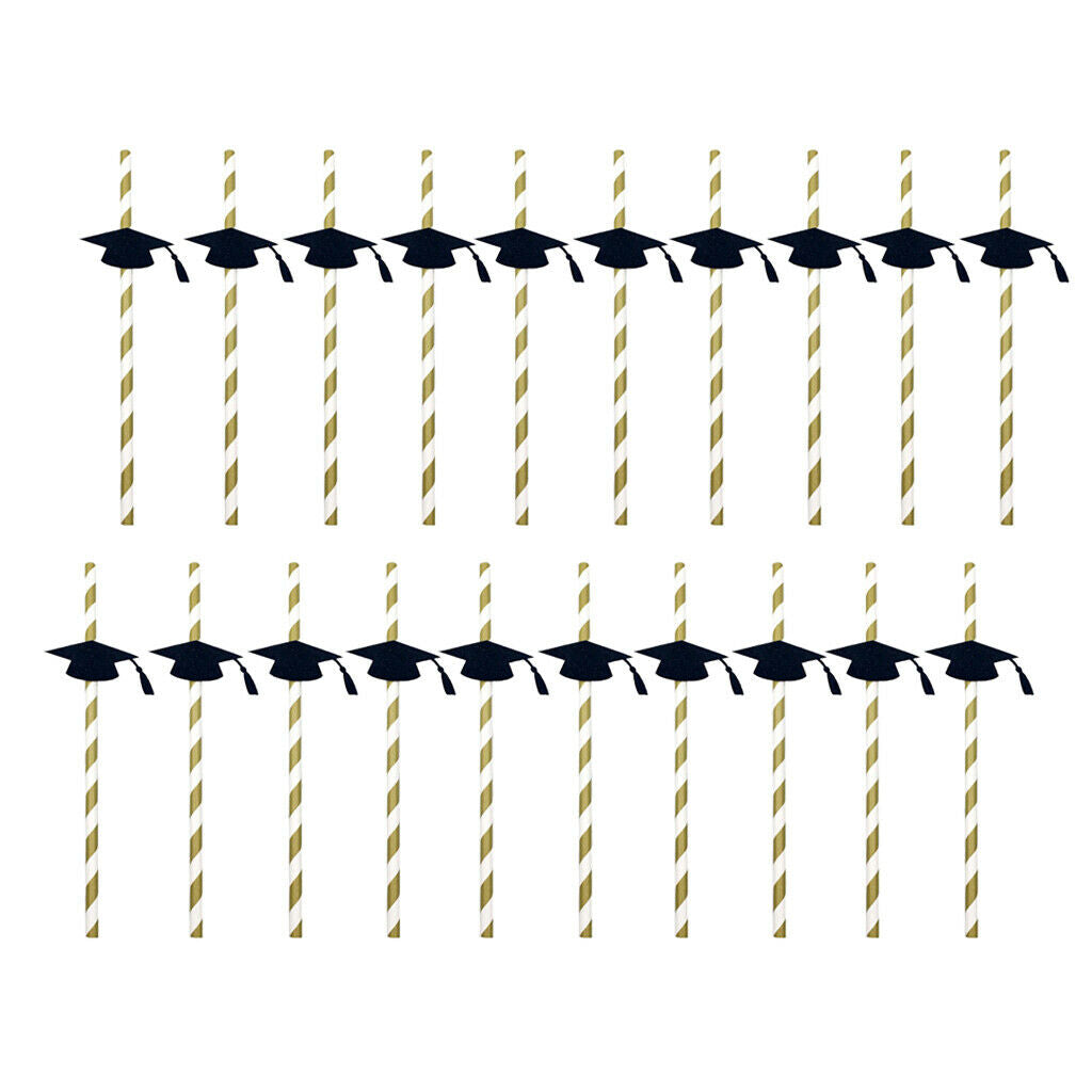 20pcs Yellow Paper Straws Birthday Wedding Graduation Party Straws Decor