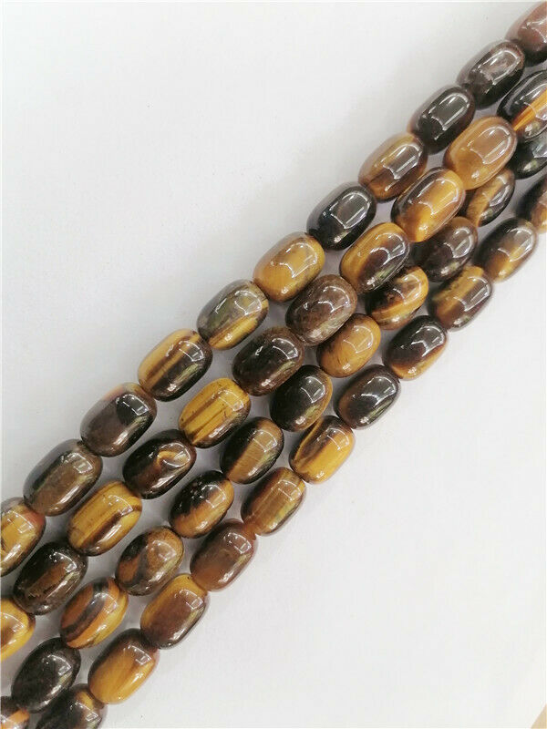 1 Strand 14x10mm Natural Tiger Eye Gem Barrel Spacer Loose Beads 15.5" HH8860