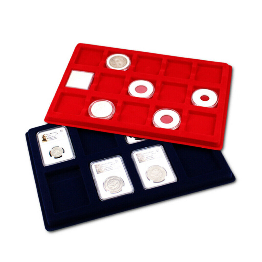 8 Grid Coin Holder Case Storage Display Tary Box for PCCB/NPGS//  -Blue