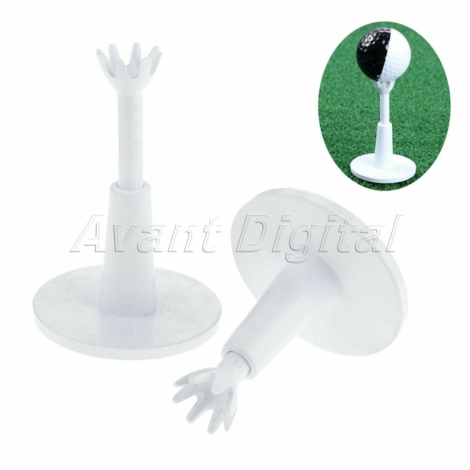 White Golf Adjustable Range Tees Cassette Golf Adjust Built-in Thread Screw 2Pcs
