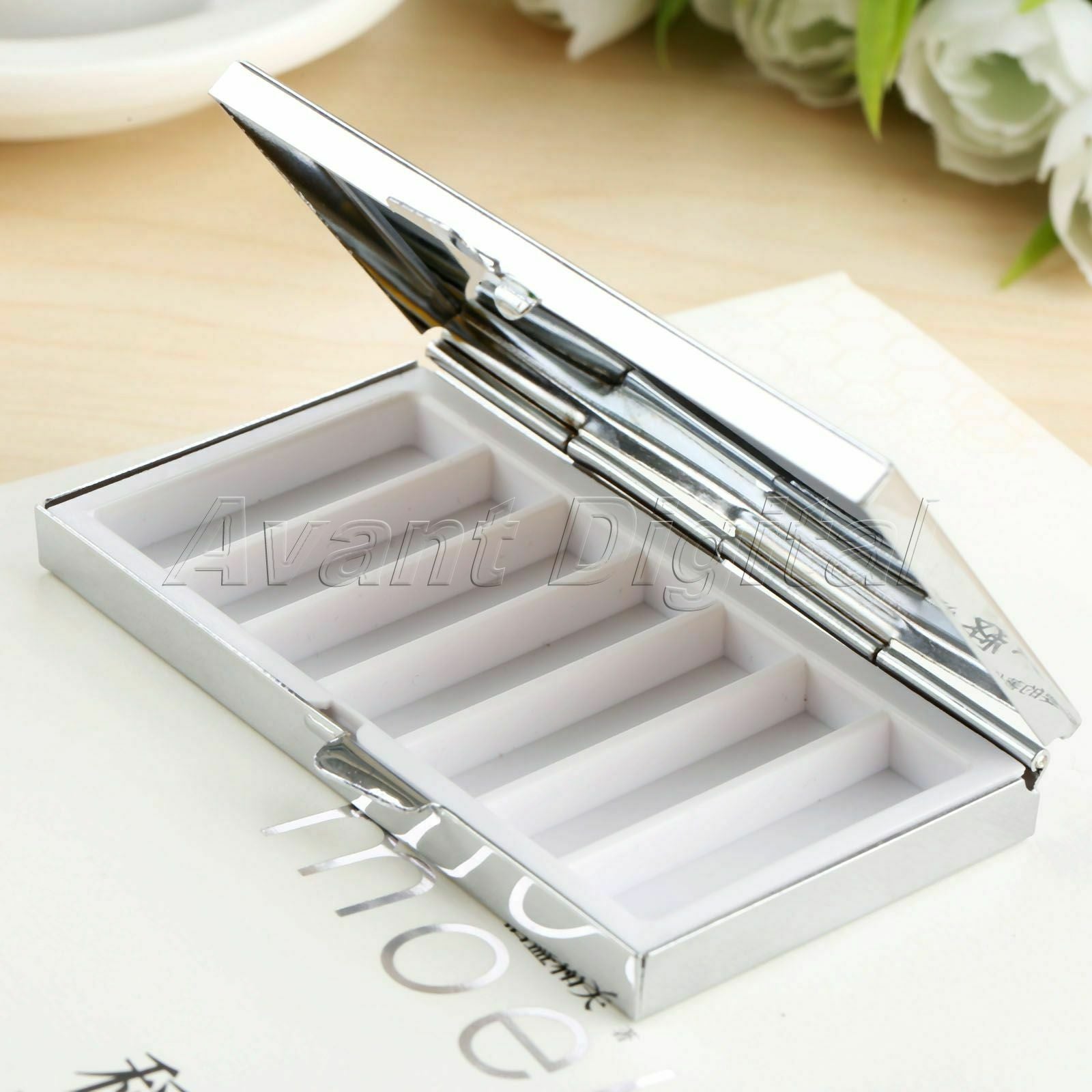 Rectangle Pill Boxes Metal Pill Container 7 Grids Portable Travel Medicine Case