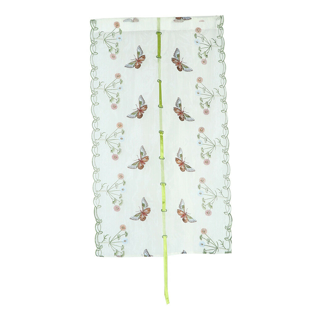 Butterfly Embroidered Roman Curtain Tulle Curtains for Living Room  White