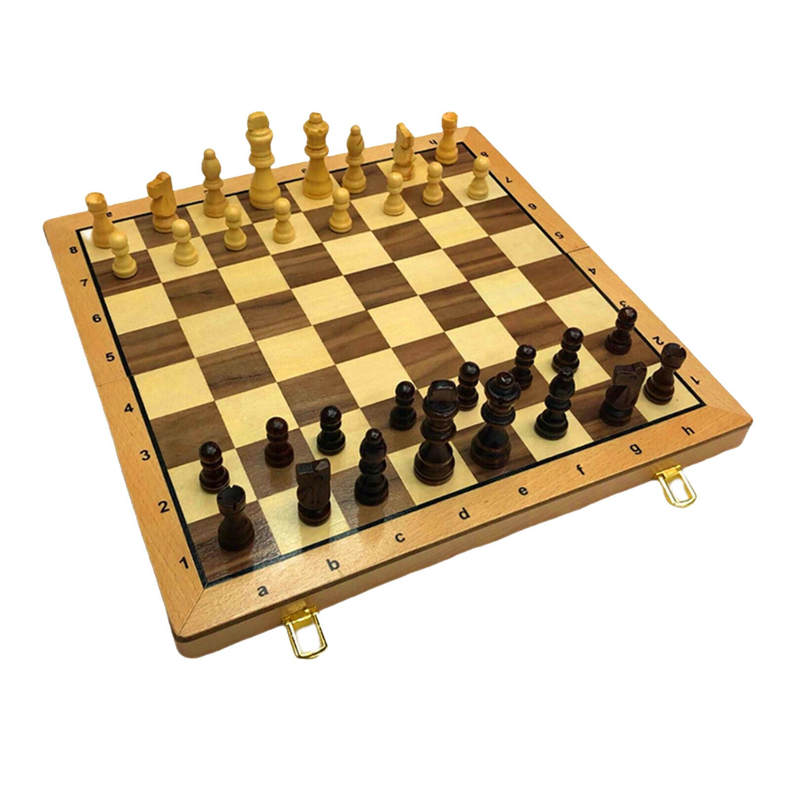 15" Wooden Chess Set Portable Travel Hand Crafted Board Game Great Gift