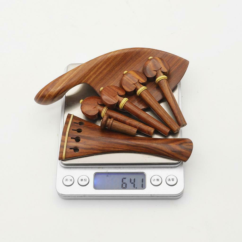 Red Wood Tailpiece, Tuning Pegs, Endpin, Chin Rest Full Set for 4/4 Violin