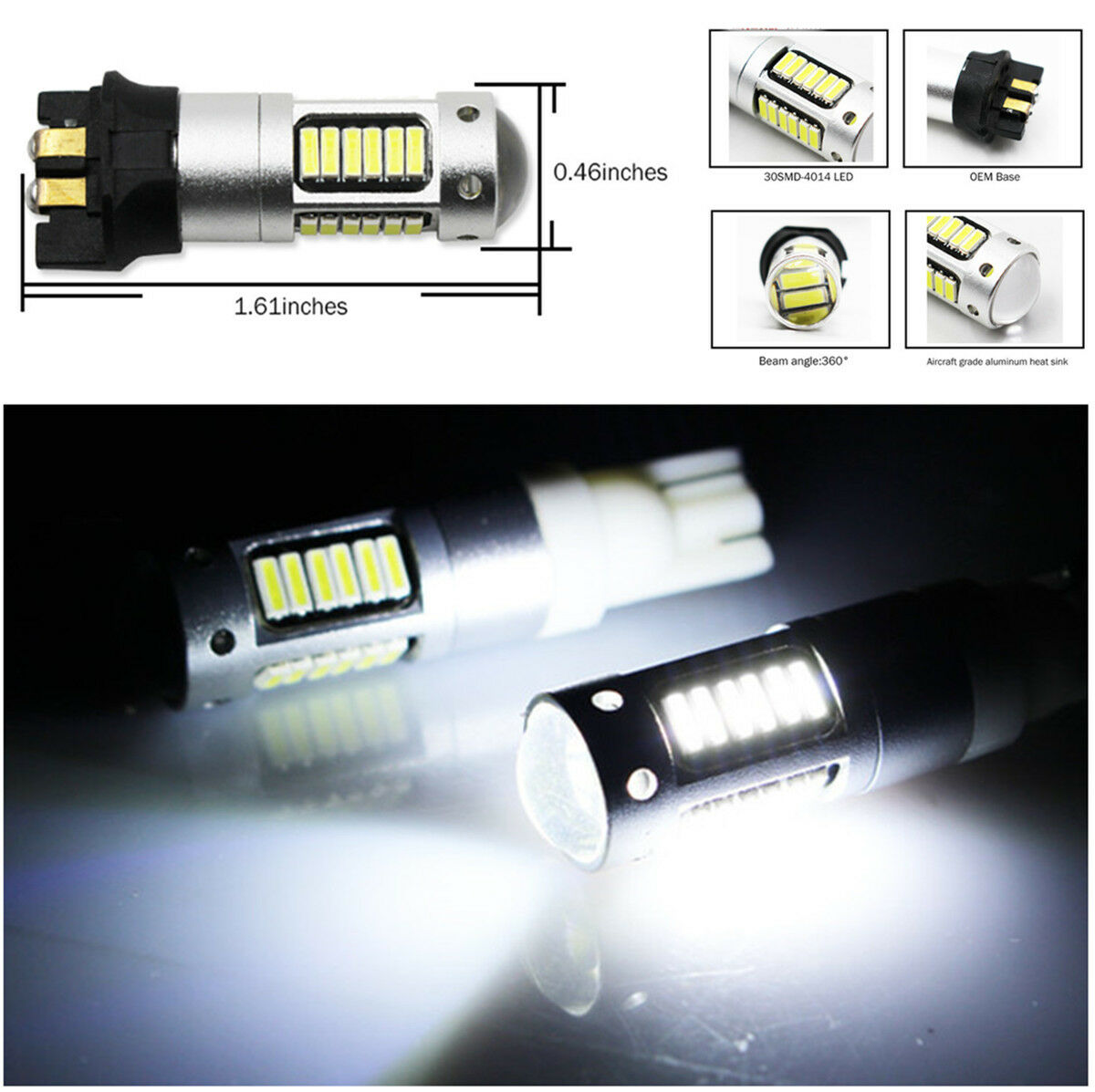 Xenon White PWY24W PW24W Front Turn Signal Lights LED Bulbs