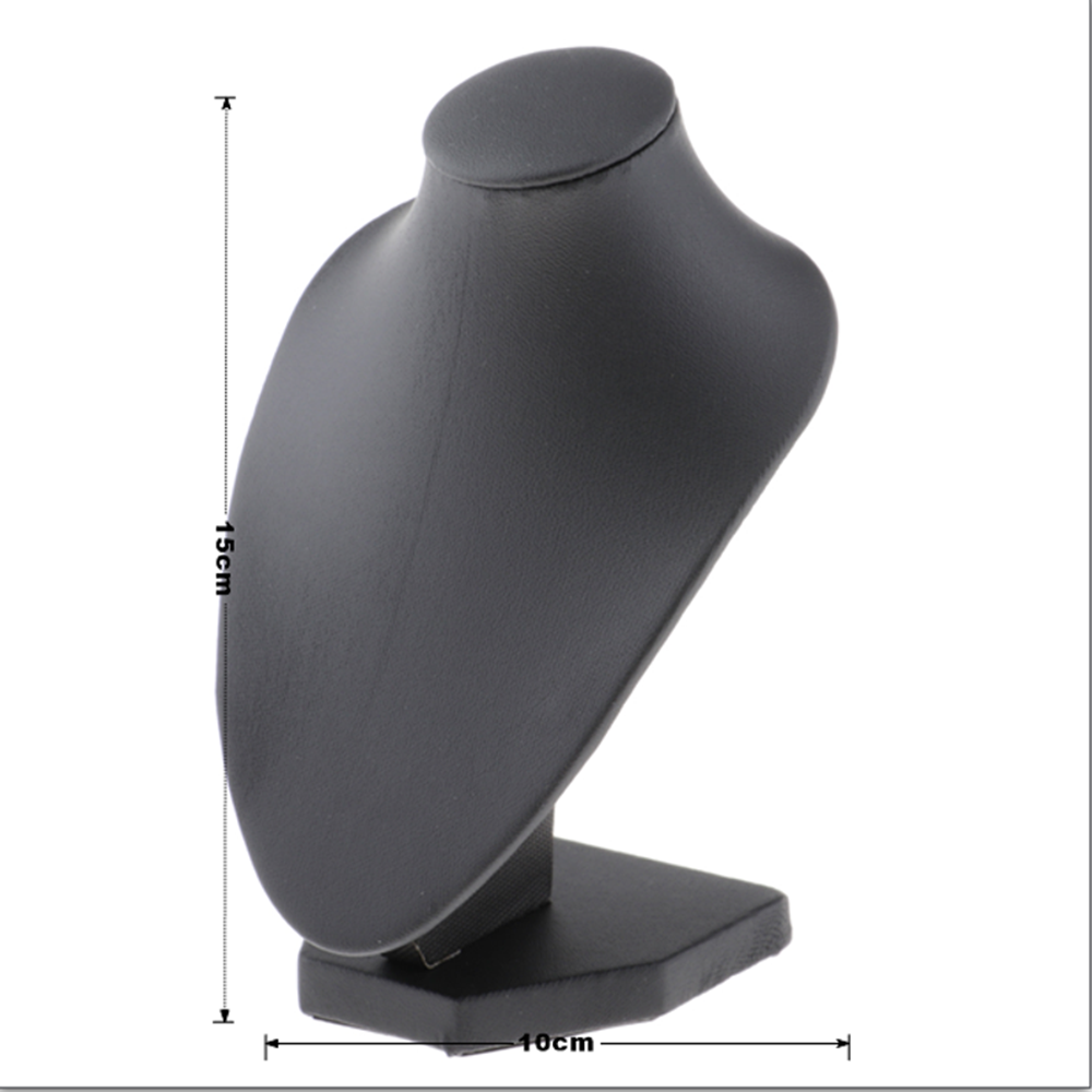 5 lot Black PU Leather Necklace Bust Display Shop Jewelry Stands Holder