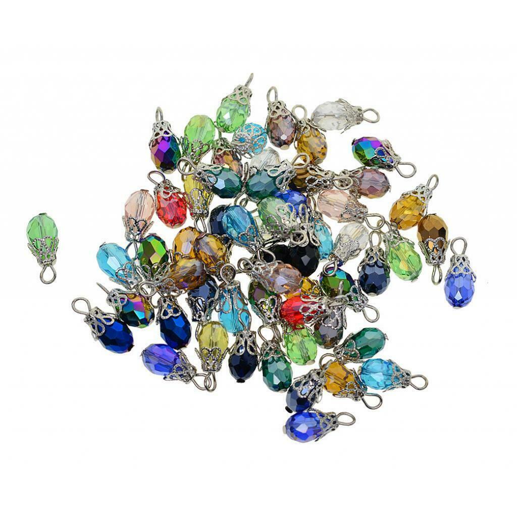 50x Alloy Glass Pendants Jewelry Making Charms Necklace Earrings Key Chain