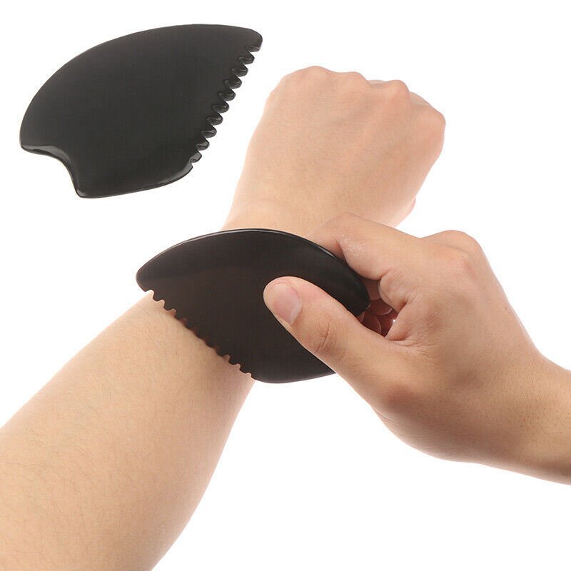 1Pc Black Natural Bian Stone Gua Sha Board Scraper Tools Scraping Massager BoGR
