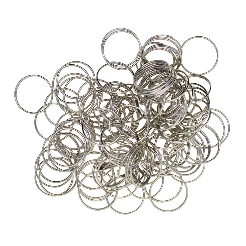100x Round Solid Iron Split Key Ring Chain Hook Hardware Connector Bag 20mm
