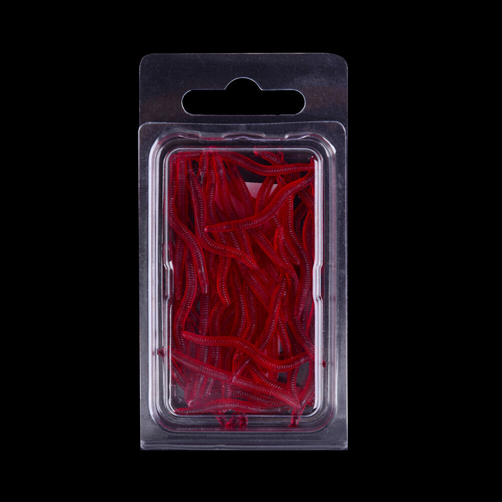 50X Soft Lure Fishing Simulation Earthworm red Worms Artificial Fishinglu.l8