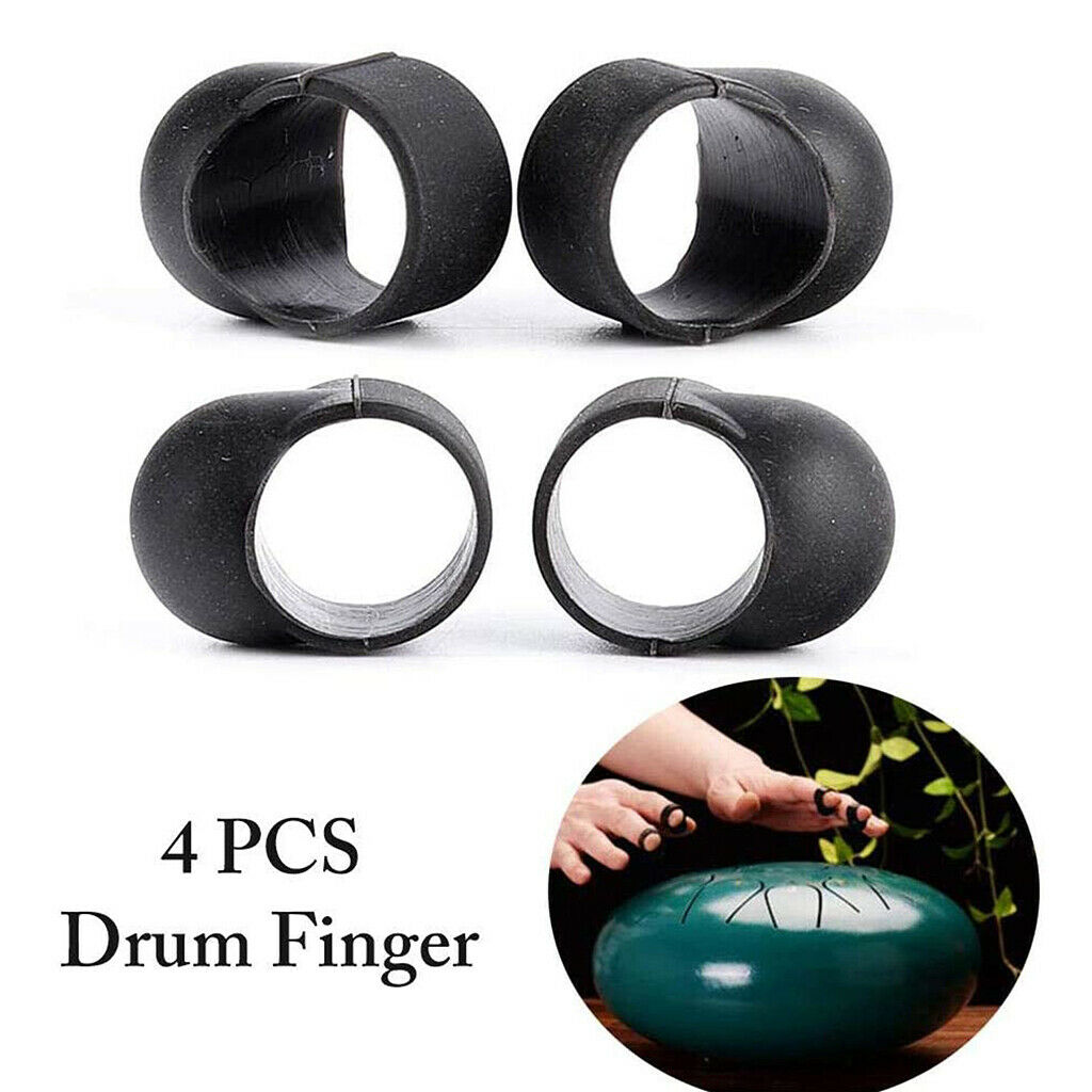 4pcs Tongue Drum Finger Picks Black Sleeves Handpan Percussion Accessories