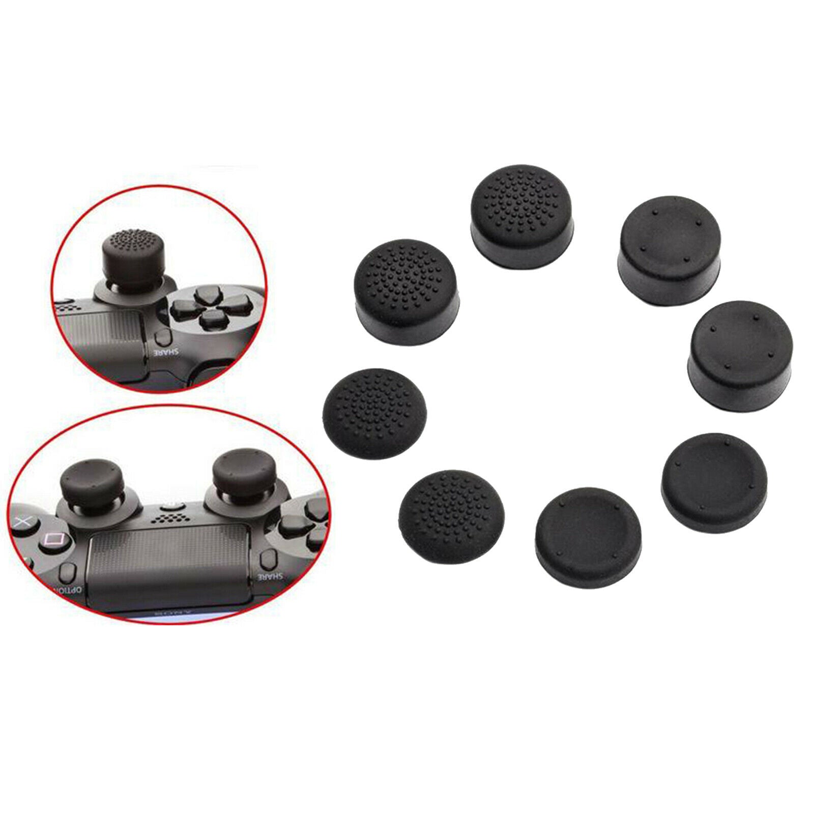 Pack of 8 pcs Silicone Raised Thumb Stick Grip  Cover For PS4 Controller