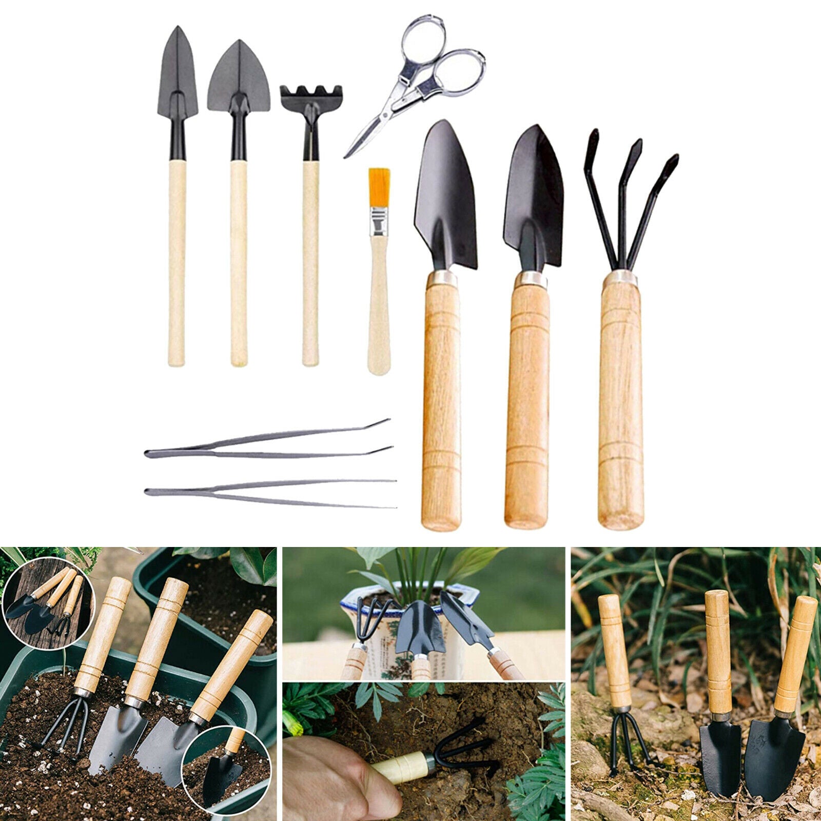 10Pcs/Set Potted Shovel Rake Spade Flower Succulents Home Gardening Tools