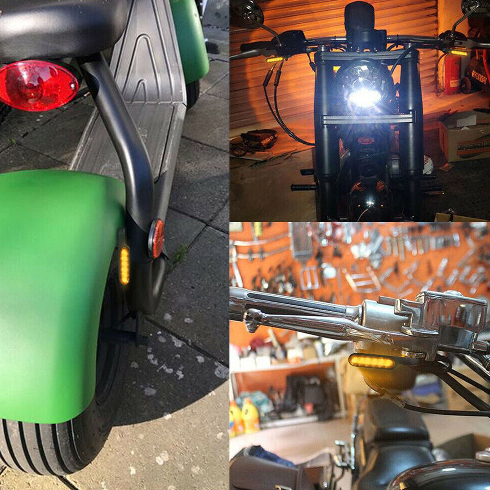 2X Mini LED Motorcycle Turn Signal Indicator Amber Blinker Light Lamp Black