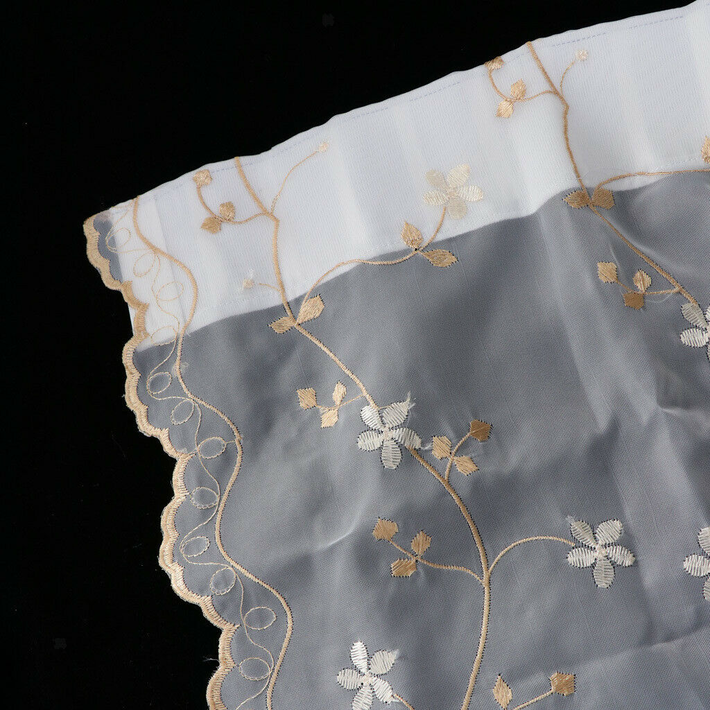 Pastoral Tulle Window Roman Curtain Embroidered Sheer for Home 0.8x2m