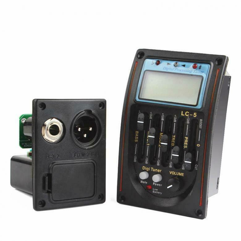 5 Band Guitar Equalizer Acoustic Preamp EQ Piezo Pickup Amplifier Tuner LCD Mic
