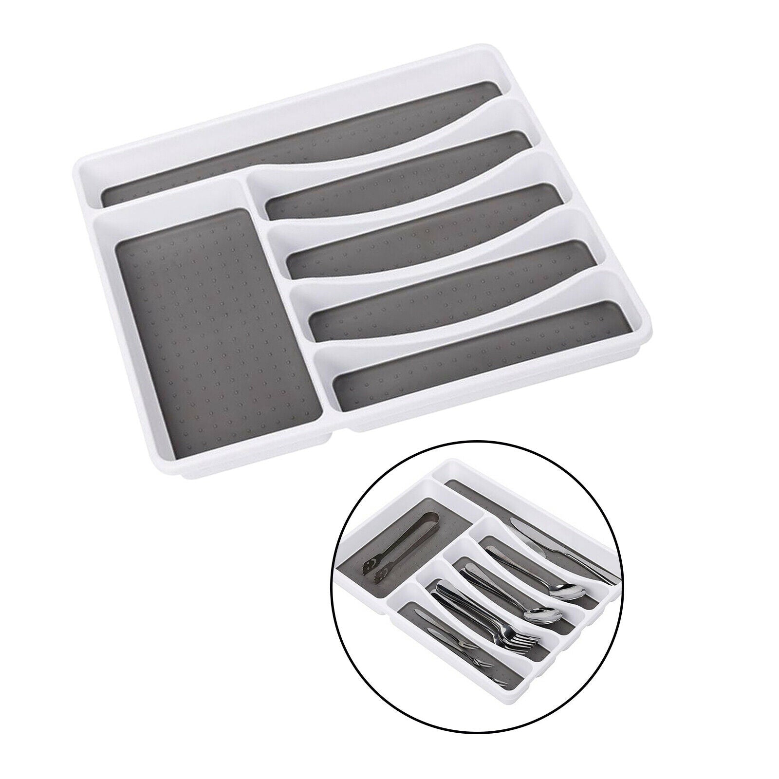 Plastic Kitchen Drawer Divider Tray Insert Silverware Utensils Cutlery Holder