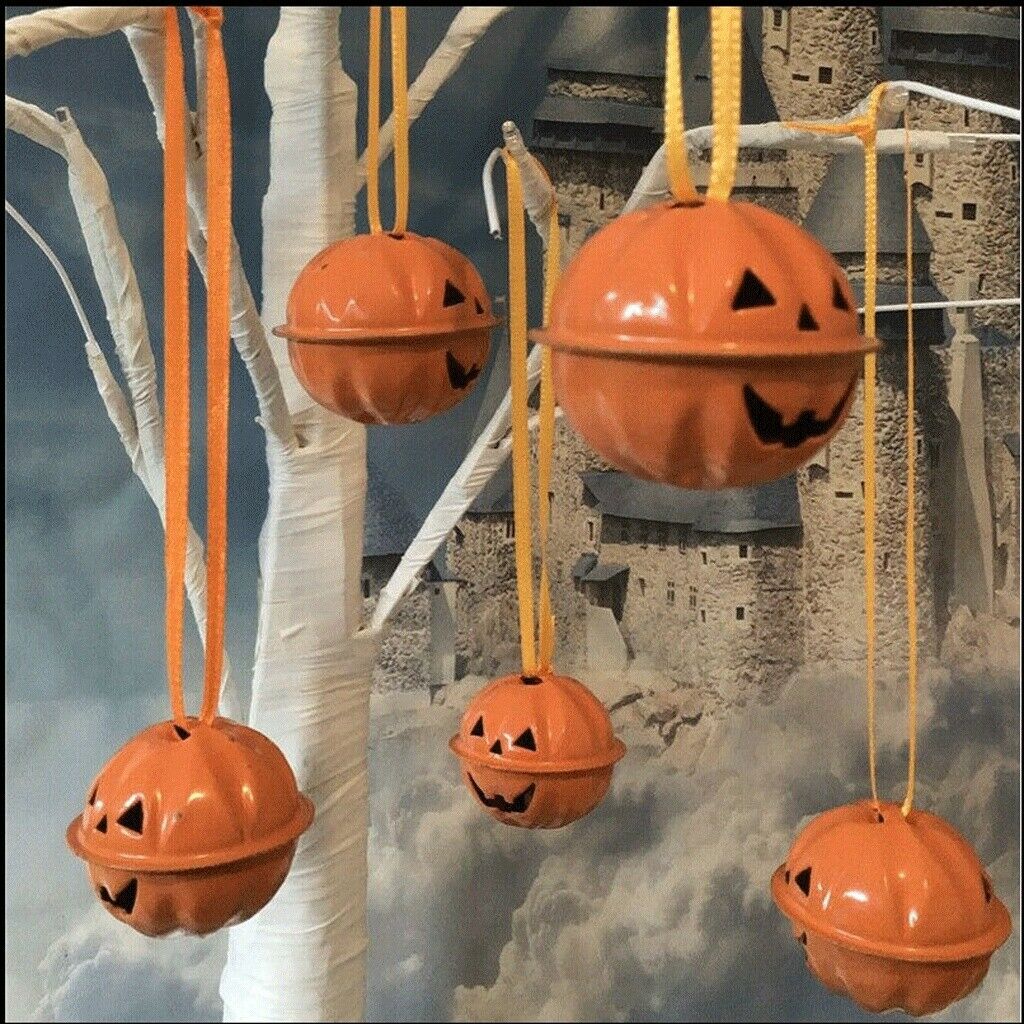 20Pcs Mini Pumpkin Bells, Jingle Beads Pet Collar Charm Bells, DIY Halloween